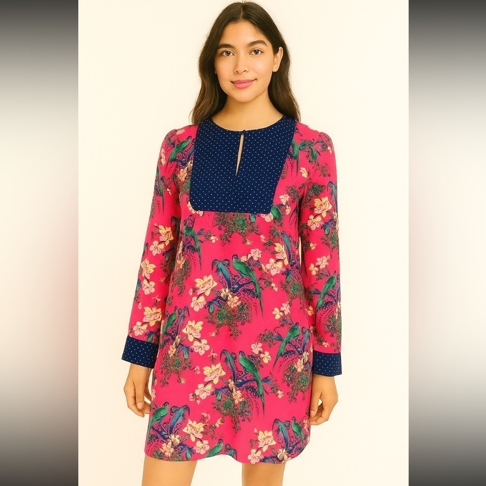 Anthropologie Maeve Bird Tropical Dot Tunic Dress Boho women’s size 6